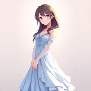 Anime-style full-body illustration of a beautiful young woman from head to toe, representing the phrase 머리부터 발끝까지